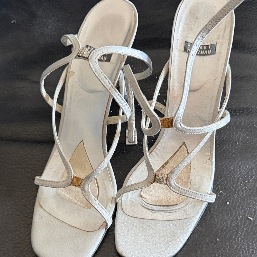 Stuart Weitzman Silver Strappy Heels